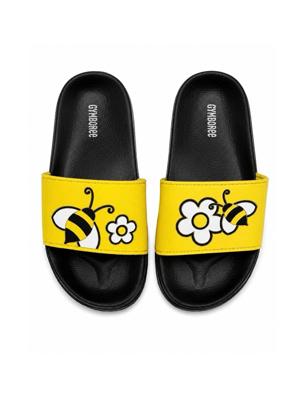 Gymboree Yellow Bee Slide Sandals with Flower Graphic